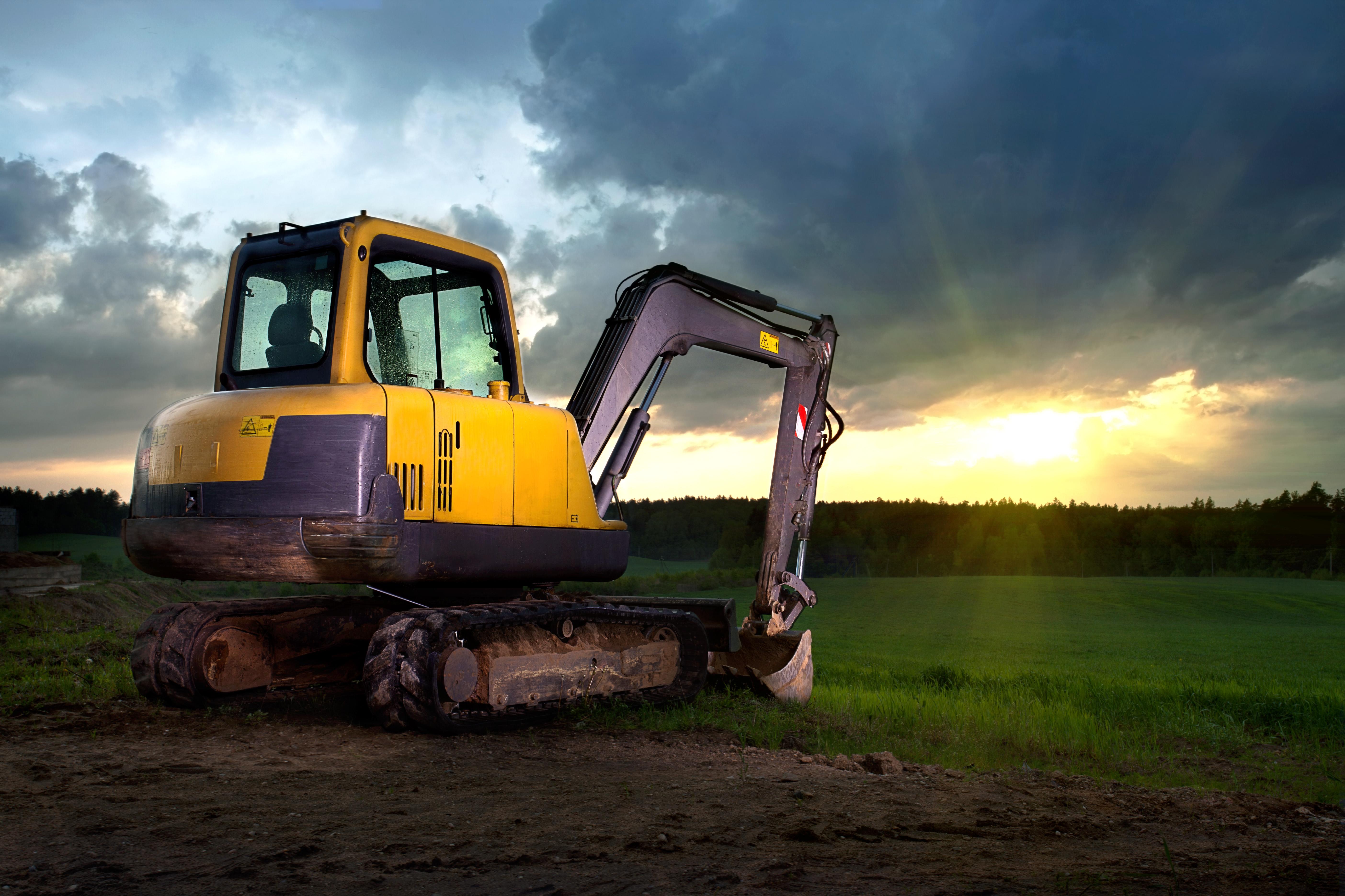 Excavator at sunset